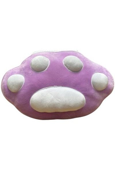 OEM Soft Plush Paw-Shaped Pillow, White-Purple, 45x25cm