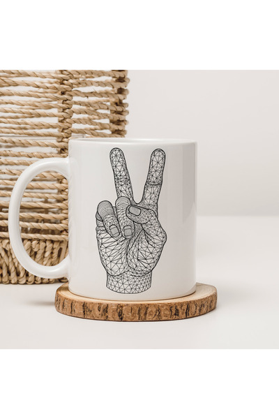 Er-Se Tasarım Freedom Sign Mug, Gift for Friend Gift for Family, Freedom Sign Design Mug