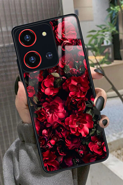 Reeder S19 Max Pro S 108 MP (Zoom) Uyumlu Kırmızı Çiçek Tasarımlı Glossy Prem...