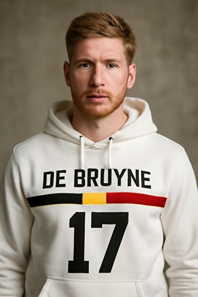 CLASSY.MODA De Bruyne 17 Kapüşonlu Sweatshirt – Belçika Bayrak Tasarımı – 3 İ...