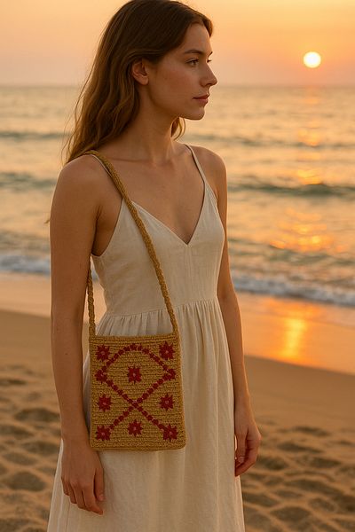 BİZİMSÜS Handmade Bordataşlıtelefonpaper Rope Bag - Straw Bag
