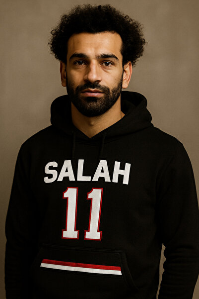 CLASSY.MODA سويت شيرت بغطاء للرأس من Salah 11 – تفاصيل علم مصر – هوديي بجيب ا...