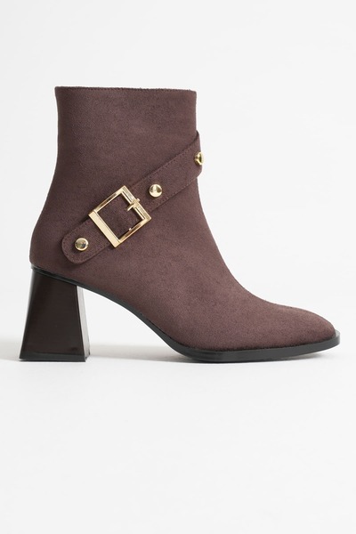 Zerenyus Limanu Premium Women's Bitter Brown Suede Heeled Boots
