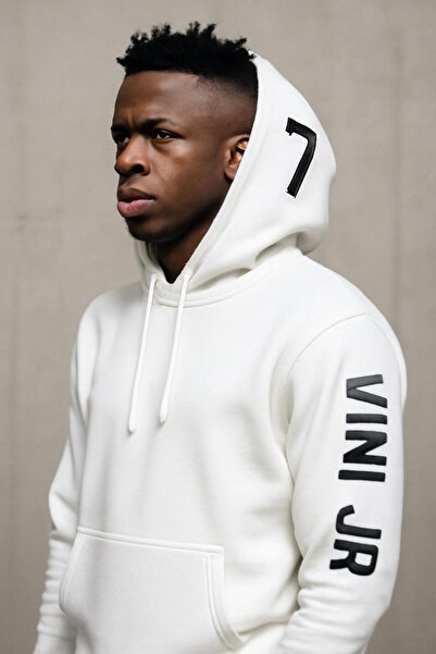 CLASSY.MODA Hanorac cu glugă Vini Jr 7 – Hanorac alb unisex – Design sportiv ...