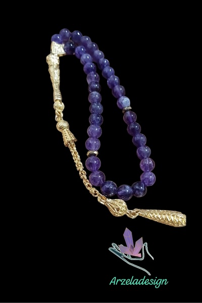 arzela Doğal Taş AMETİST ERKEK TESBİH 33 LÜ 7mm taş