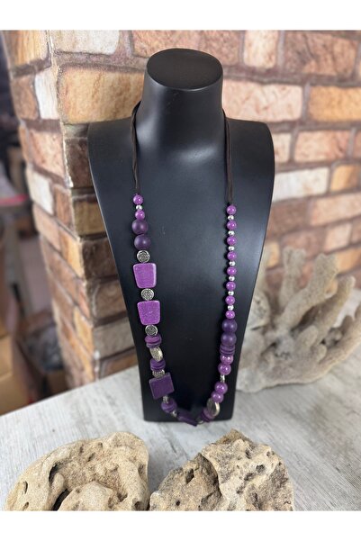 SEDEF TAKI Mor antik uzun kolye