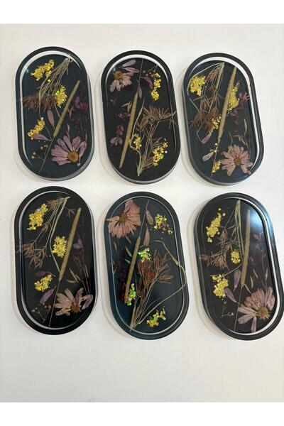 Pelince - Handmade 6-Piece Epoxy Presentation Bowl - Dried Flower Version Ii - Dimensions: 17.5 X 9.5 cm