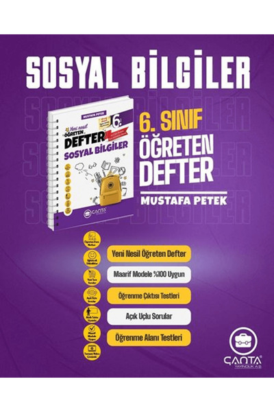Çanta Yayınları 6. Sınıf Sosyal Bilgiler Okula Yardımcı Öğreten Defter 2025-2...
