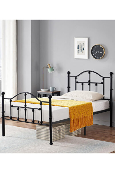 Generic Metal Bed Frame 190x90cm - One Person Bed with Elegant Design Black