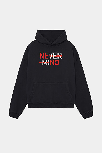 NEVERMIND με τύπωμα με κουκούλα Φούτερ - Unisex oversized Φούτερ με κουκούλα
