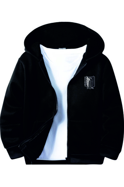 HOFFNUNG Unisex Zipper Hoodie on Attack Eagle Pattern Oversize Cardigan