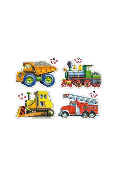 Castorland Puzzle 4 in 1 - Vehicles, 4/5/6/7 Piese