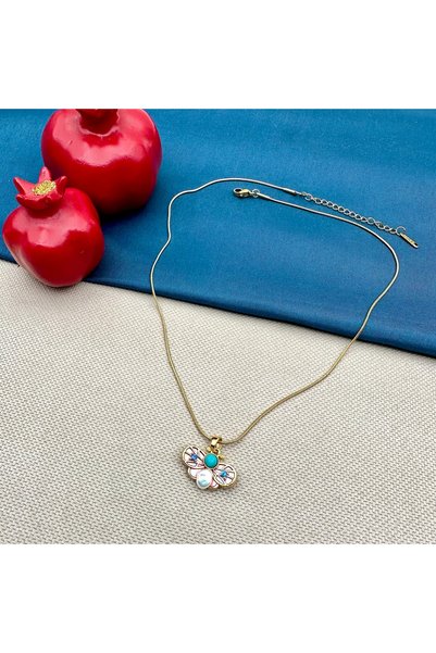 Opia Takı & Aksesuar Steel Pearl Butterfly Necklace