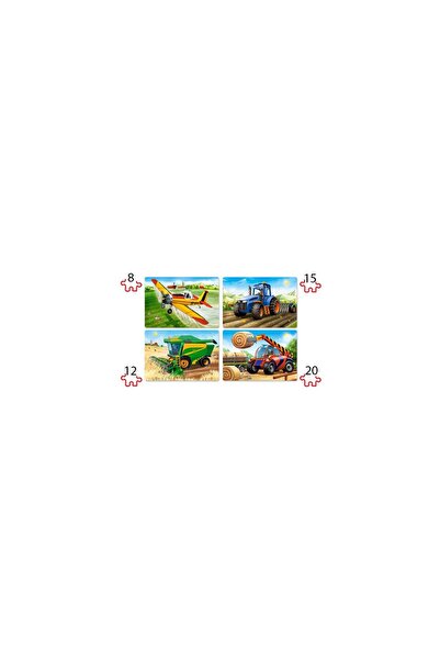 Castorland Puzzle 4 in 1 - Agricultural Machines, 8/12/15/20 piese