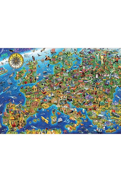 EDUCA Пъзел - Луда карта на Европа, 500 части