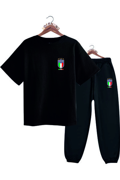 HOFFNUNG Unisex Men/Women Crew Neck Italia Printed Bottom Top Tracksuit Suit