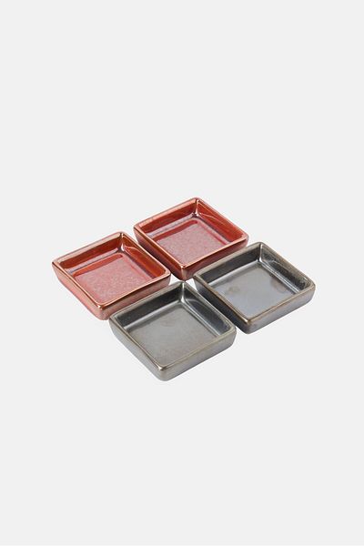 BIA Cordon Bleu 4 Pcs Metallic Square Dipping Dish Set, Multicolor
