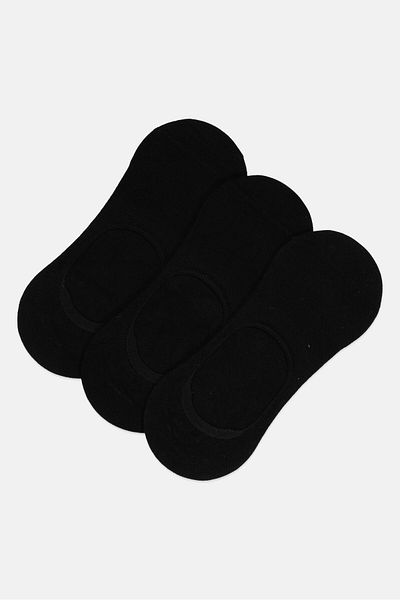 London Fog Men 3 Pairs Ribbed Invisible Socks, Black