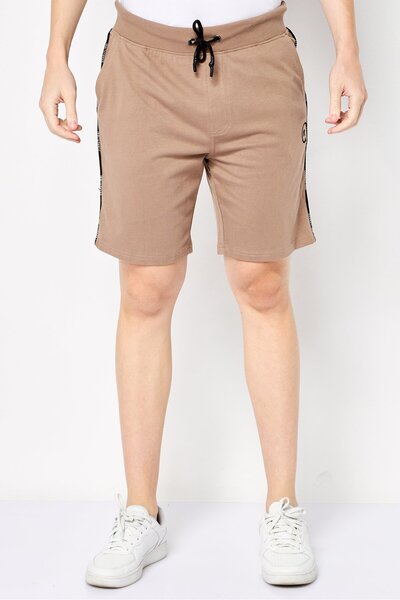 Cerruti 1881 Men Embroidered Logo Basic Shorts, Tan