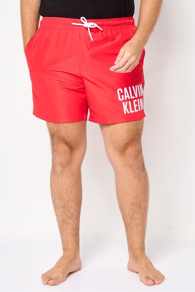 Calvin Klein Men Brand Logo Drawstring Board Shorts, Red