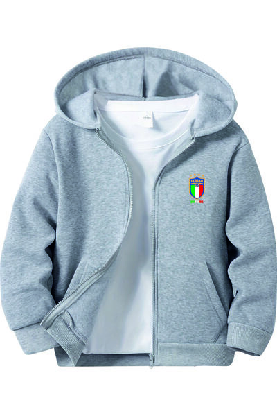 HOFFNUNG Unisex Zippered Hoodie Italia Patterned Oversize Cardigan