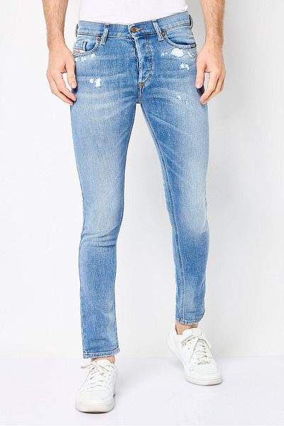 Diesel Men Slim Fit Rip Stretchable Jeans, Blue Wash