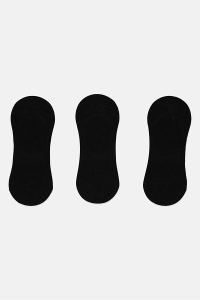 Material Girl Women 3 Pairs Textured Invisible Socks, Black