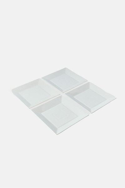 BIA Cordon Bleu 4 Pieces Porcelain Square Salad Plates, Light Grey