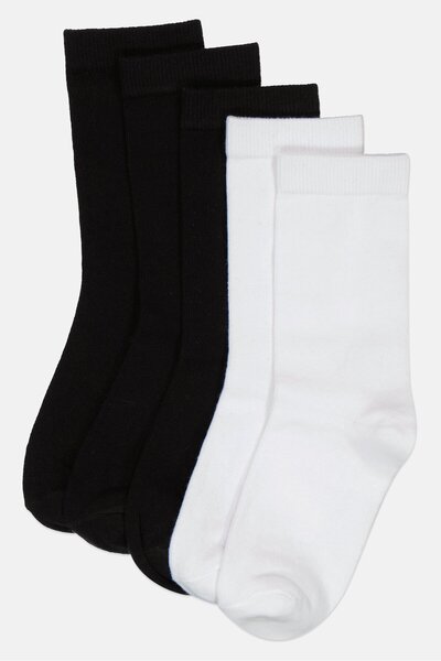 Material Girl Kids Girl 5 Pairs Textured Crew Socks, Multicolor
