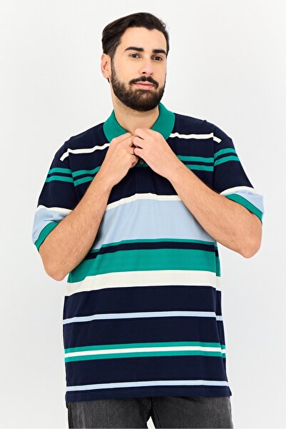 Nautica قميص بولو رجالي مخطط بأكمام قصيرة وقصة عادية، متعدد الألوان