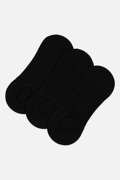 London Fog Men 3 Pairs Ribbed Invisible Socks, Black