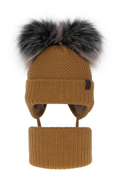 fantasialand Winter set for boys, brown hat and scarf Randel