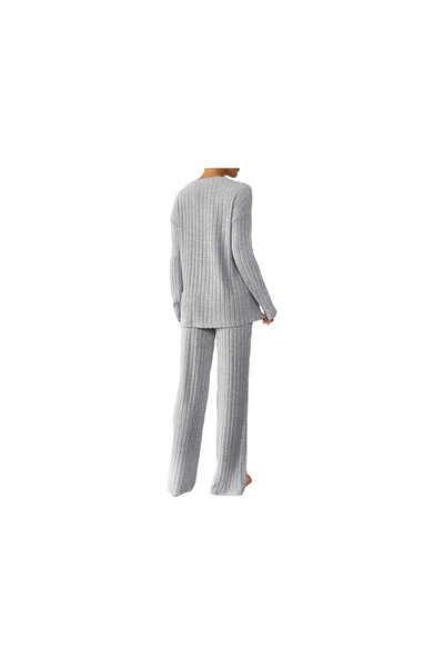 SOLOBUY Women's pyjama set, Soft and Comfy, Color Blue, Long Sleeve, Pants