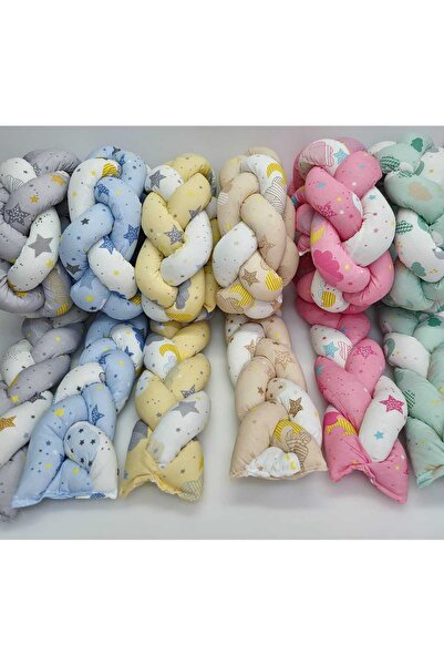 JULYA KİDS Knitted Protector 240*20 cm 3-Piece Knitted Crib Protector Gray