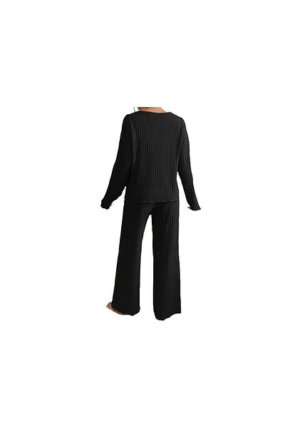 SOLOBUY Women's pyjama set, Soft and Comfy, Color Blue, Long Sleeve, Pants
