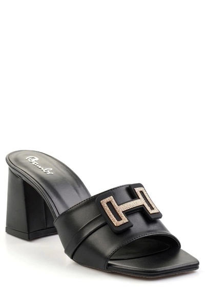 meSga butik Leyya Black Leather Heeled Shoes