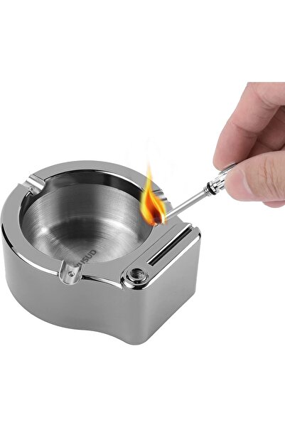 teknom Masa üstü metal küllük çakmaklı mini küllük benzin ile çalışan nostalj...