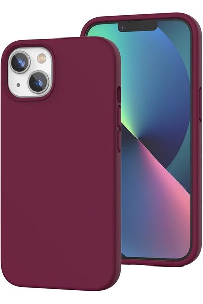 HyperAge غطاء سيليكون لآيفون 13 / 14 مع حماية للكاميرا وتصميم مخملي داخلي بلو...