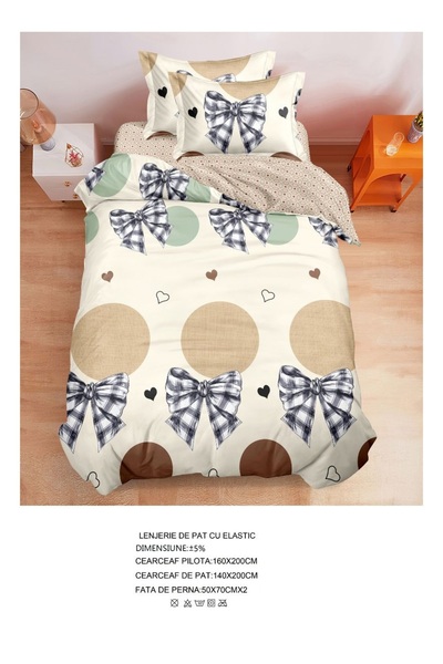 CHIRASO CHIRASO Bedding Set, 1 Person, ELASTIC Sheet 140x200cm, Duvet Cover 160x200cm, 2 Pillowcases