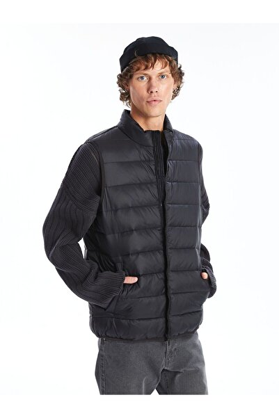 LC Waikiki Siyah Standart Kalıp Dik Yaka Erkek Şişme Yelek