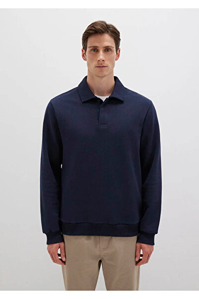 Mavi Yarım Düğmeli Polo Yaka Lacivert Erkek Sweatshirt M0S10420-82318