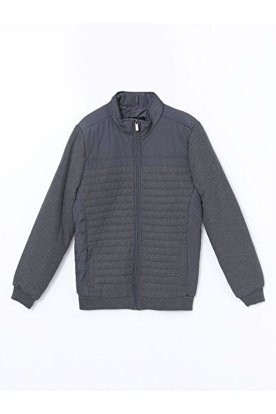 LC Waikiki Γκρι Standard Mold ψηλός λαιμός Ανδρικό πλεκτό παλτό