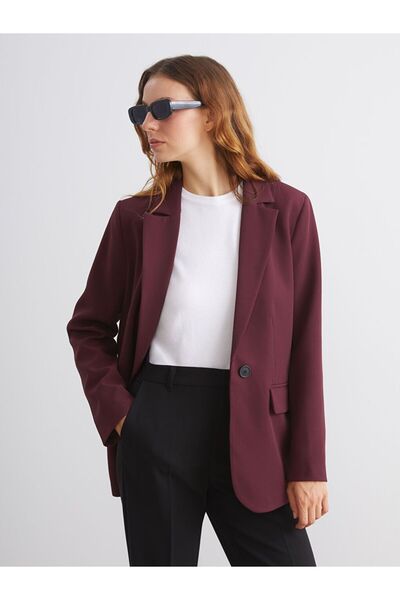 LC Waikiki Burgundy Crepe Women's Blazer Jacket
