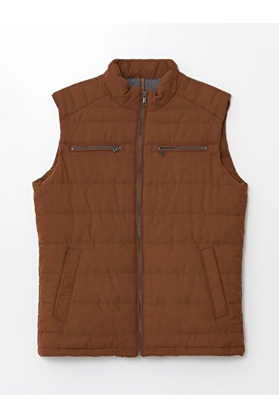 LC Waikiki Ανδρικό γιλέκο σε μπεζ χρώμα με στάνταρ γραμμή και όρθιο γιακά