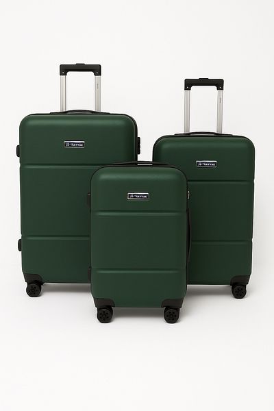 Hayyak Set of 3 Luggage with Carry on & Checked In Travel Bag with Combination Lock| 20/24/28- Dark Green