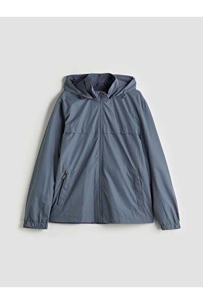 LC Waikiki Ανδρικό παλτό Blue Standard Mold με κουκούλα