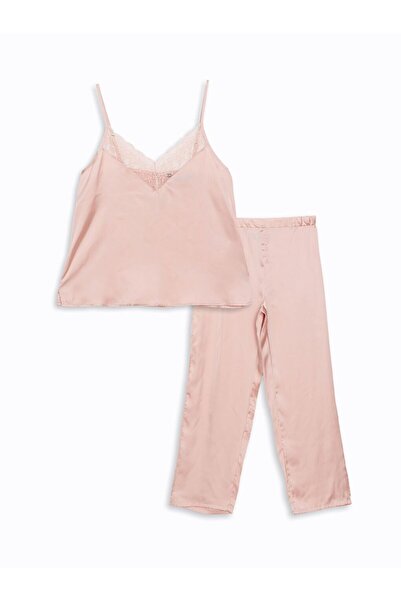 LC Waikiki Ροζ γυναικείο σετ πιτζάμα με λουράκια με λαιμόκοψη σε σχήμα V