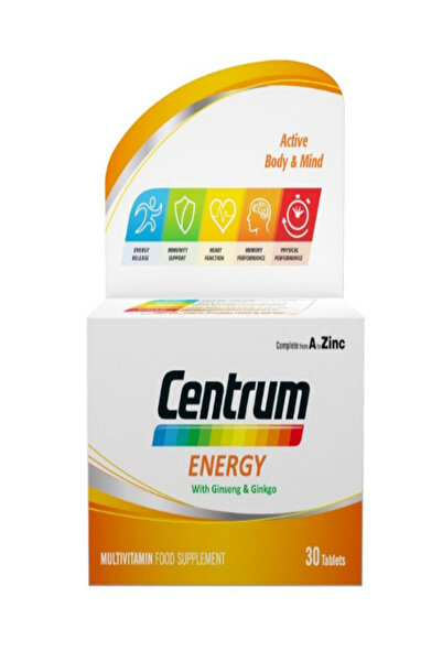 Centrum فيتامينات الطاقة المتعددة مع الجينسنغ والجنكة - 30 قرصًا