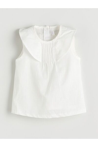 LC Waikiki Lcw Baby Ruffled Collar Baby Girl Blouse and Jean Shorts 2Pcs