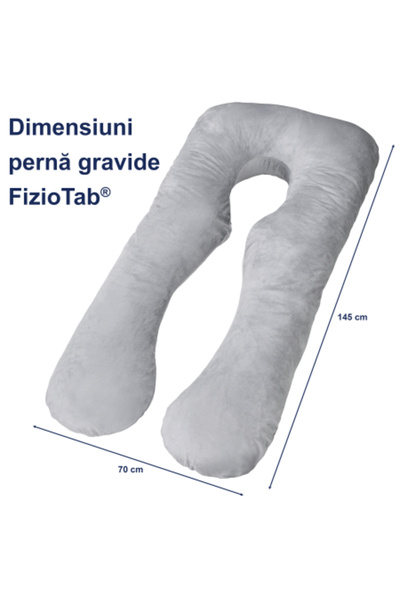 FizioTab Perna Gravide FizioTab® cu Husa Detasabila, 70x145 cm, Forma Literei U, Velvet, Gri